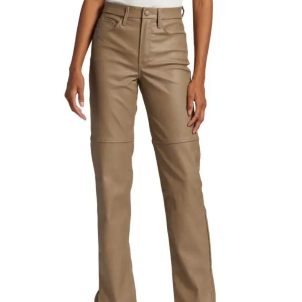 Good American Better Than Leather Good Boy Faux Leather Pants Warm Caramel Size4